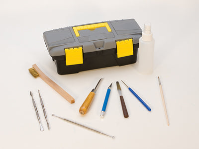 12 Piece Deluxe Tool Kit for Precious Metal Clay with sculpting tools and storage case