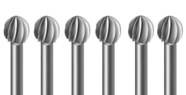 6 pack of round Klein burs 1.80 mm for precision dental use with quick-change shanks