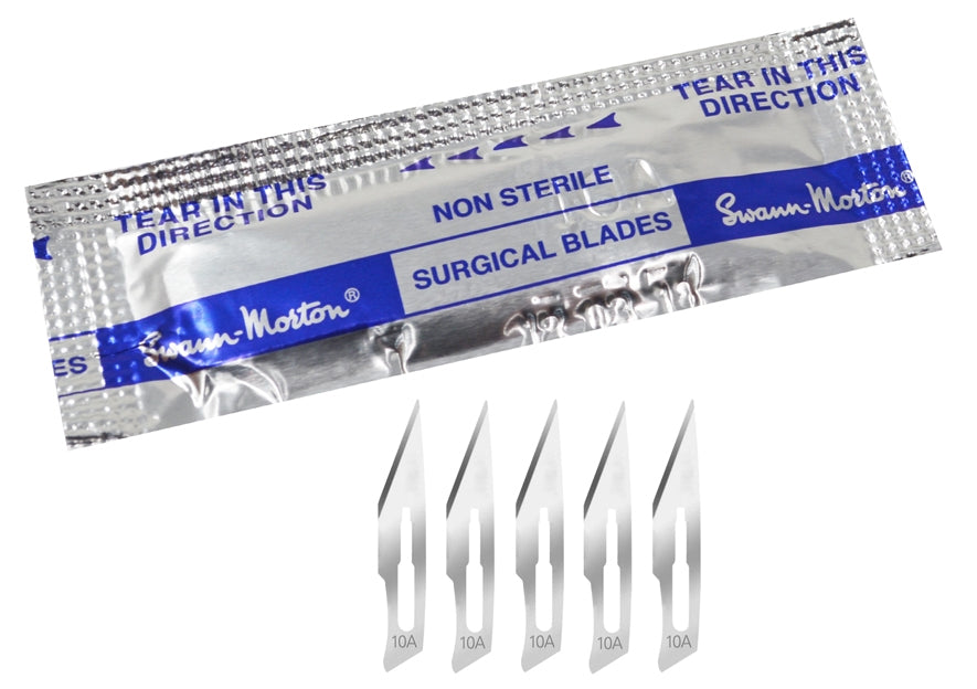Swann-Morton #10A carbon steel mold cutting blades 5 pack for precise mold making and model trimming