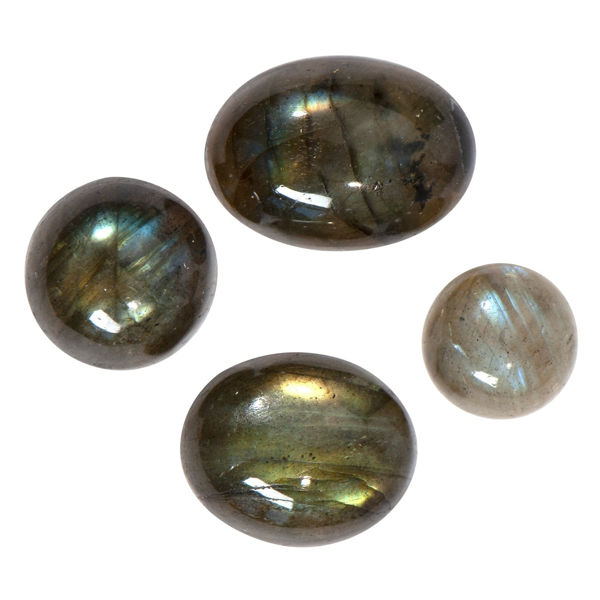 14x10 mm natural labradorite oval cabochon with iridescent blue, green, and gold flashes for jewelry making