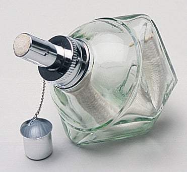 Glass alcohol lamp with 1/2 inch wick and metal cap for precise heating