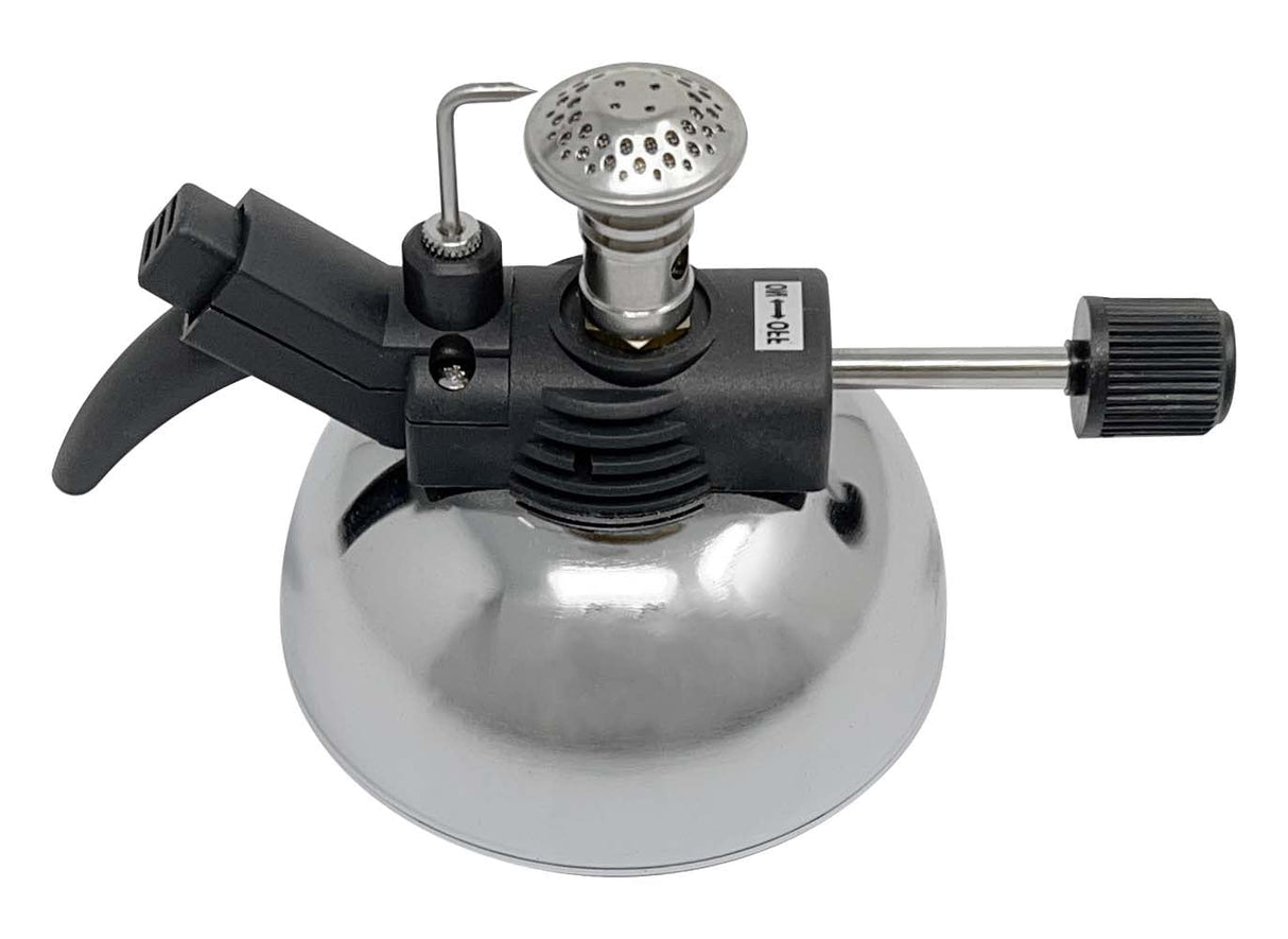 Compact Micro-Flame Burner torch with self-igniting butane flame and adjustable heat control for precision use