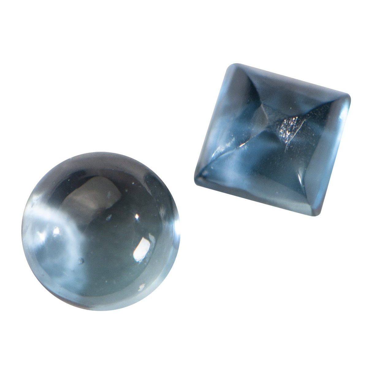 London Blue Topaz 4mm square faceted gemstone with deep blue color and sparkling facets