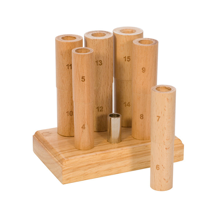 6-piece wooden ring mandrel set with base stand for whole sizes 4 to 15 ring sizing