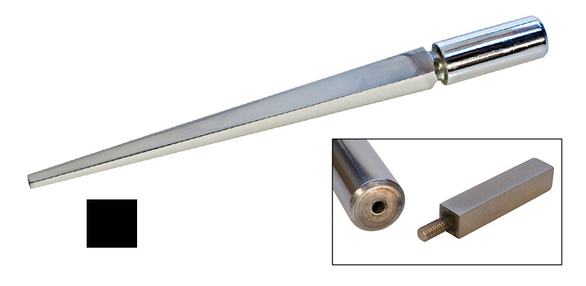 12-inch steel square ring mandrel with tapered 6-18mm square corners for jewelry making and metalworking