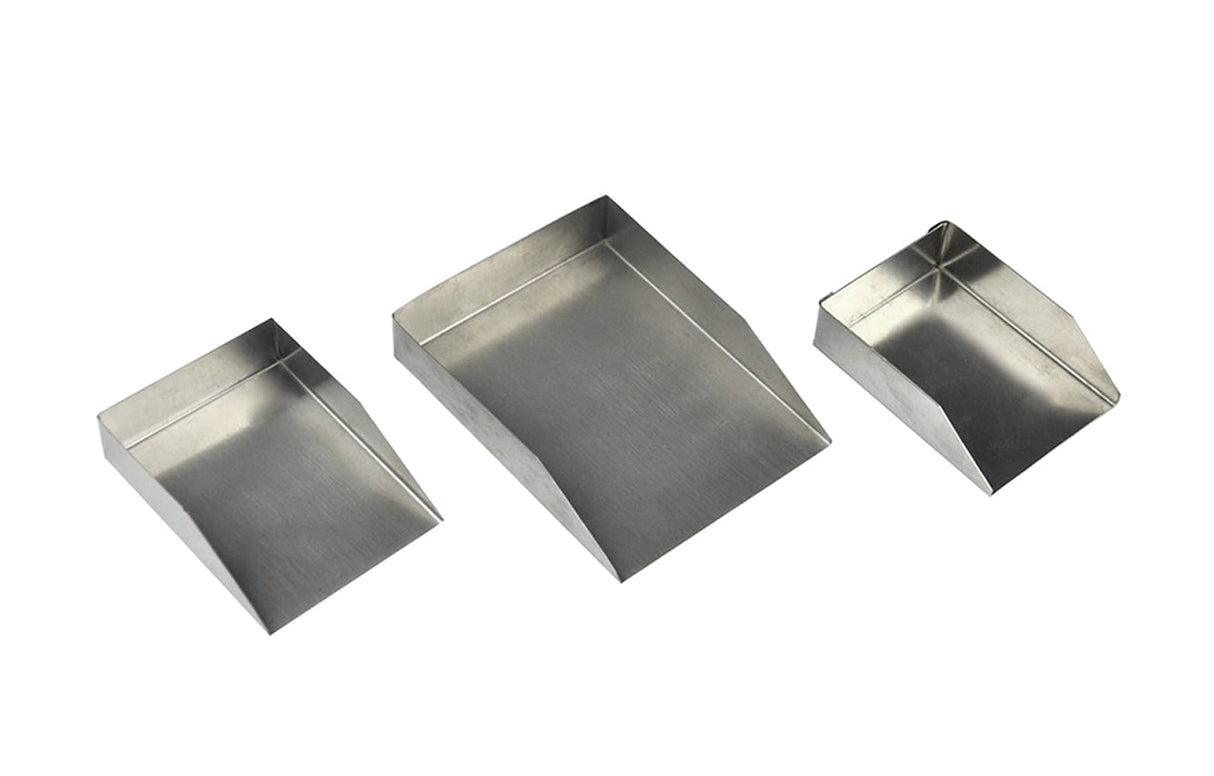 Set of three stainless steel gemstone and diamond shovels for precise small parts scooping and sorting