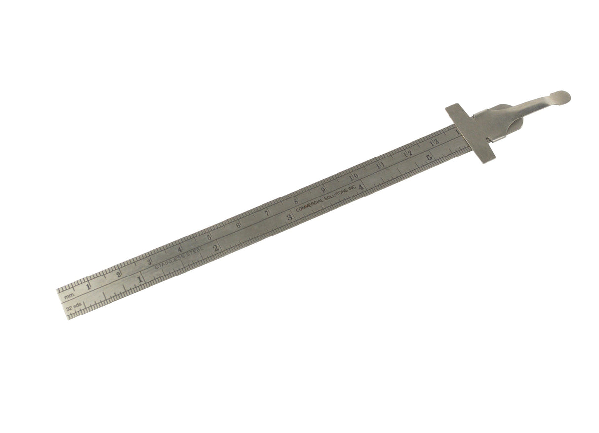 6-inch steel pocket ruler with clip, stainless steel, dual measurement scale, compact durable design