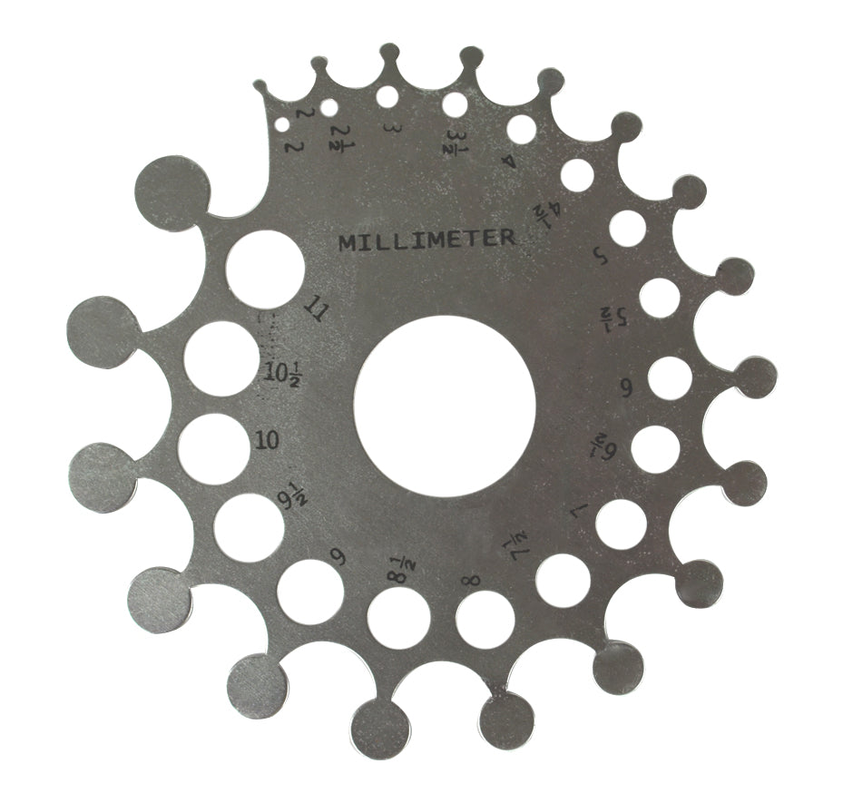 Baker Stone and Mounting Diamond Gemstone Gauge with millimeter and carat measurement holes in durable aluminum