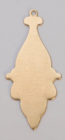 BRASS 24GA 1.5 inch fancy drop pendant with ring for jewelry making pack of 6