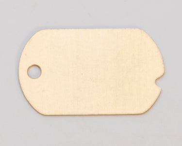Brass 24GA dog tag with hole, 1 1/4" x 11/16", engraving-ready ID tag blank, pack of 6