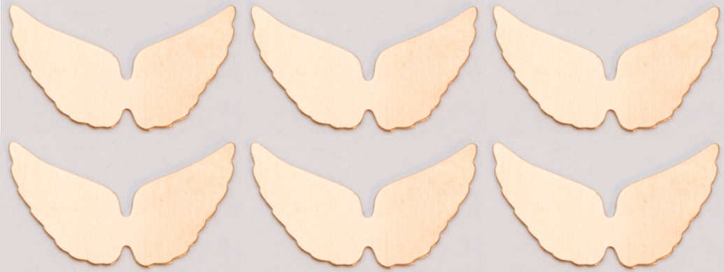 6 pack 24 gauge brass angel wings charm blanks for jewelry making 29mm x 16mm