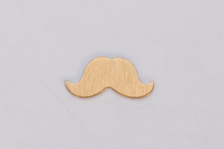 Small vintage brass 24GA mustache bead 12.5mm x 6mm for jewelry making