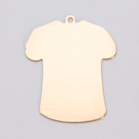 BRASS 24GA small T-shirt shaped pendant with ring, 23mm x 18.5mm jewelry component