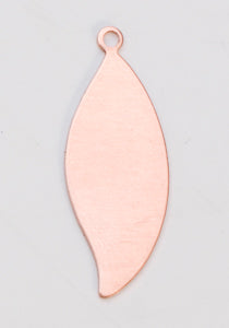 COPPER 24GA leaf-shaped copper fastener with ring, 1 1/8 x 3/8 inches, pack of 6