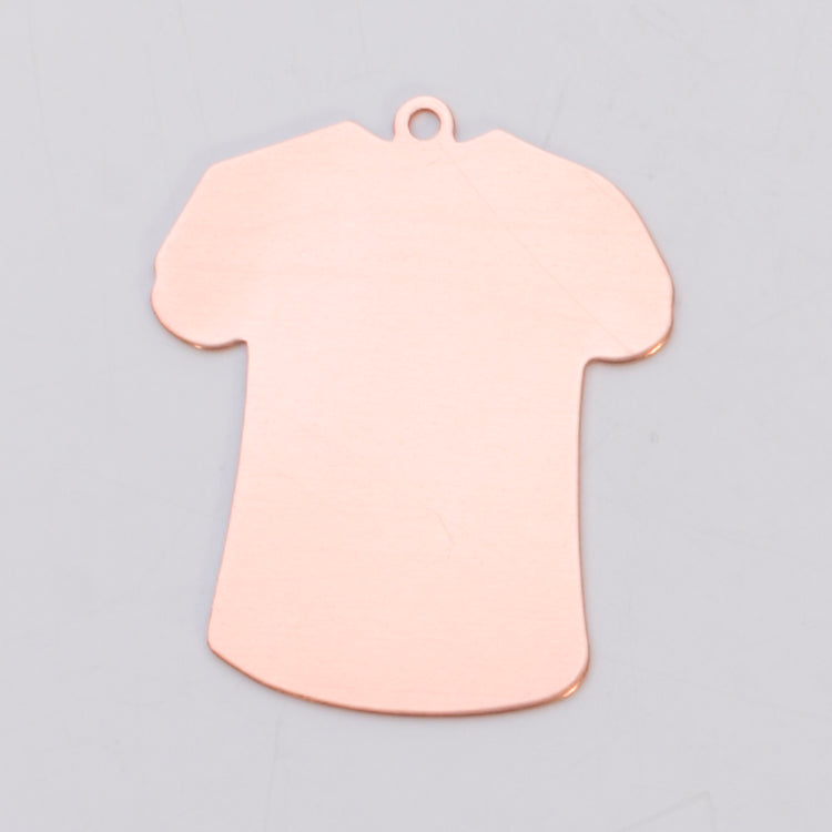 Large T-shirt shaped copper charm 24-gauge with built-in ring for jewelry making COPPER 24GA