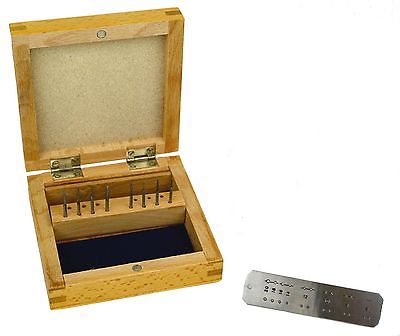 Mini Tap & Die Set 8-piece micro threading tool for jewelry making in wooden storage box with screwplate die gauge