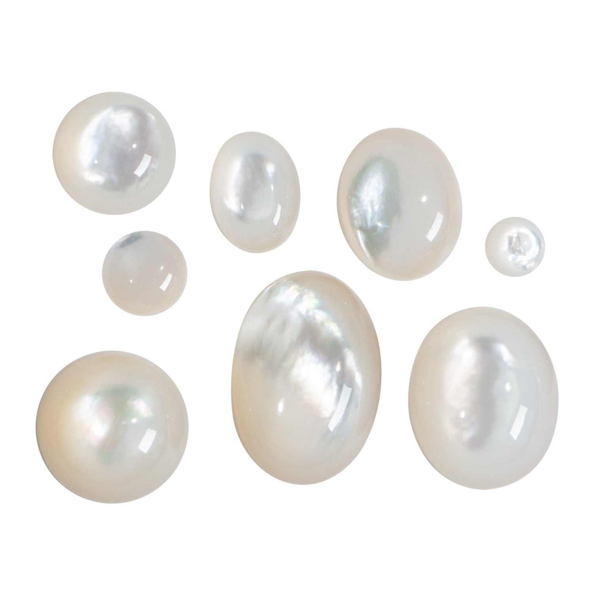 10 mm round Mother of Pearl cabochon with iridescent nacre and smooth finish for jewelry making