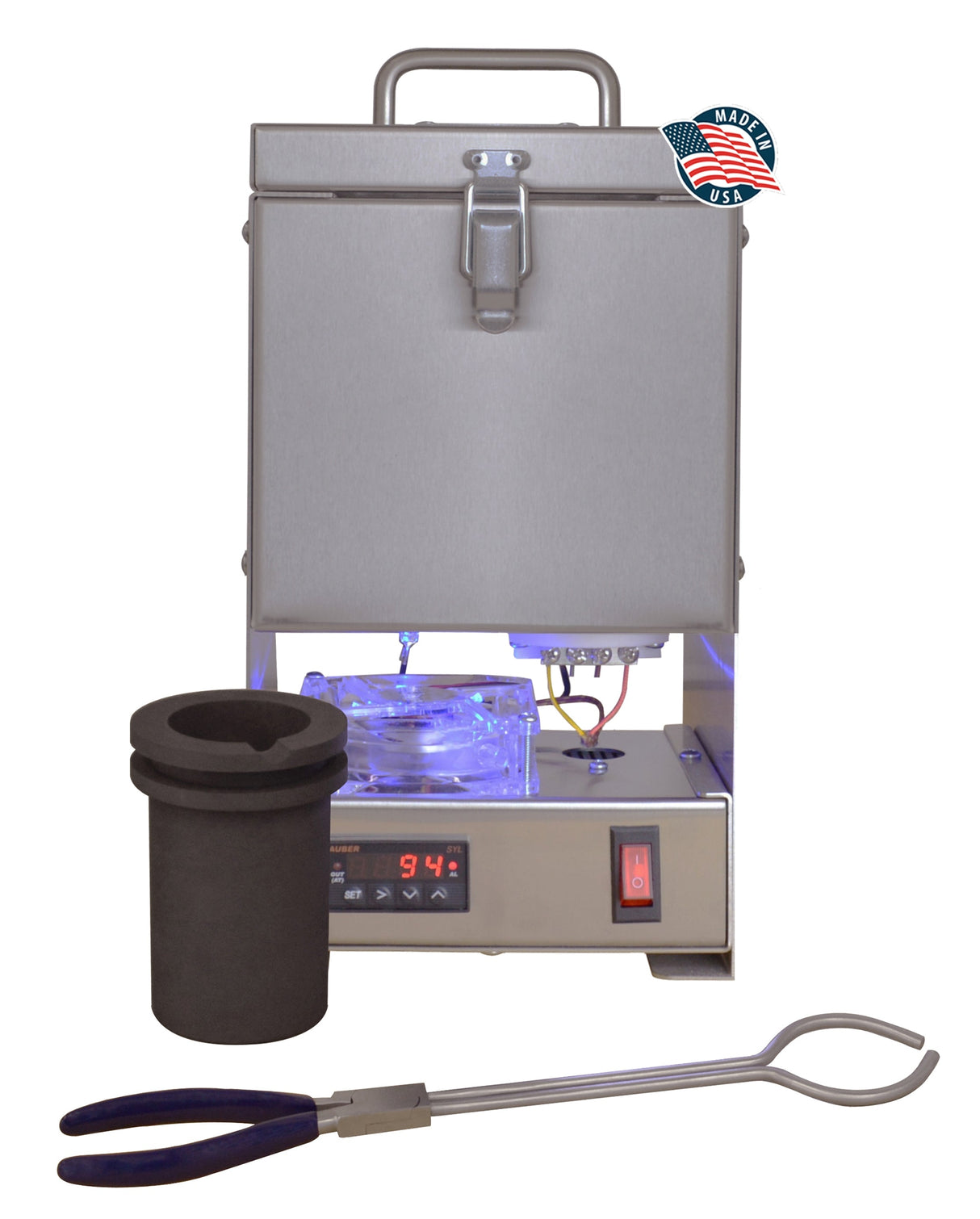 TableTop QuikMelt PRO-60 portable stainless steel melting furnace with top-loading kiln and digital control panel
