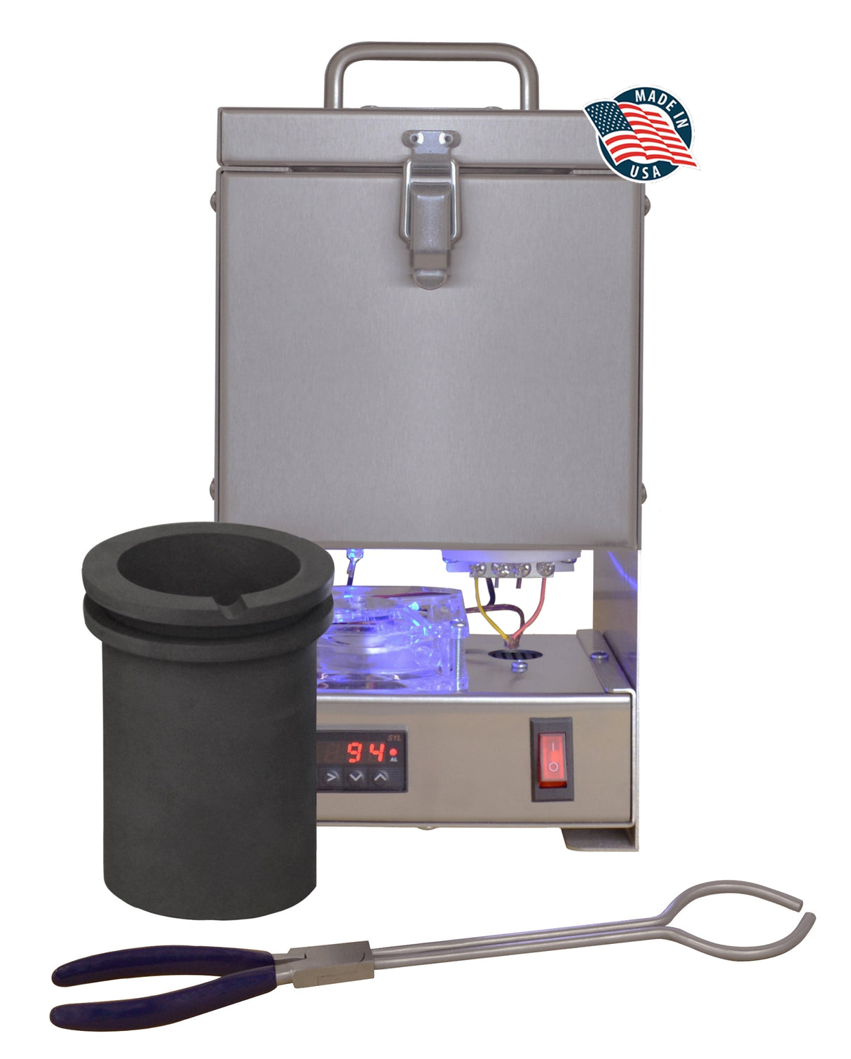 TableTop QuikMelt 120 Oz PRO-120 stainless steel portable melting furnace with crucible and tongs
