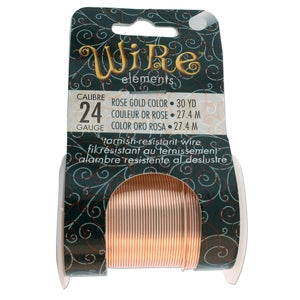 12/PK Lacquered Tarnish Resistant Rose Gold 24 GA - 30 Yards by PMC Supplies