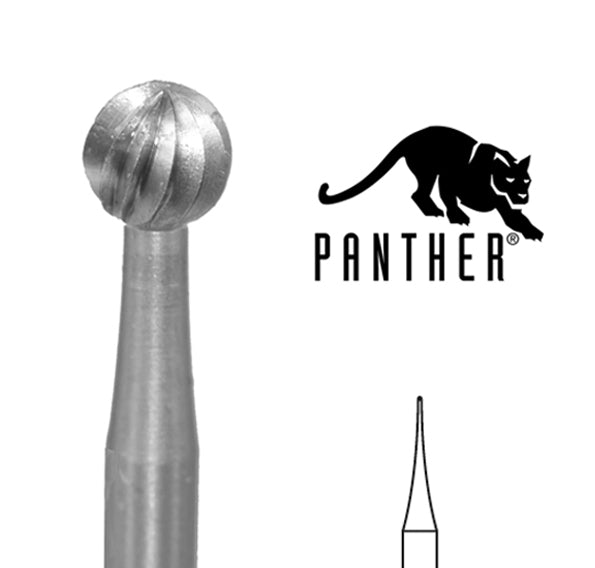 6/Pk Panther Tungsten Carbide Round Bur 2.2mm for dental precision cutting and finishing