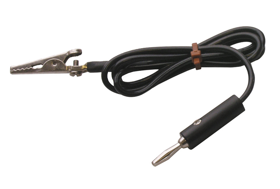 Alligator Clamp with black cable and metal clip for plating systems and electrical testing