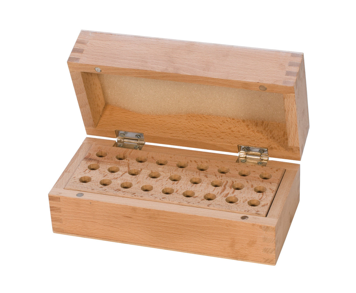 Wooden stamp storage box organizer with 27 holes for stamps and jewelry tools