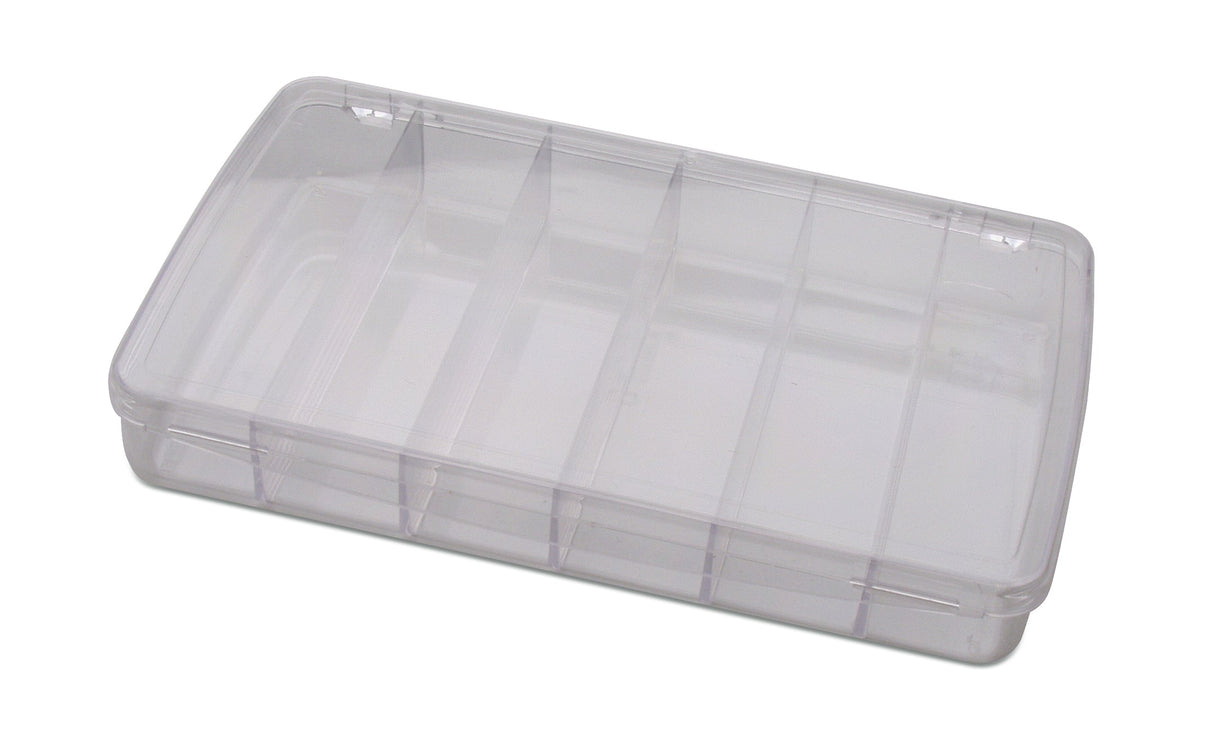 Transparent 6 compartment box with lid for organizing beads and small craft parts