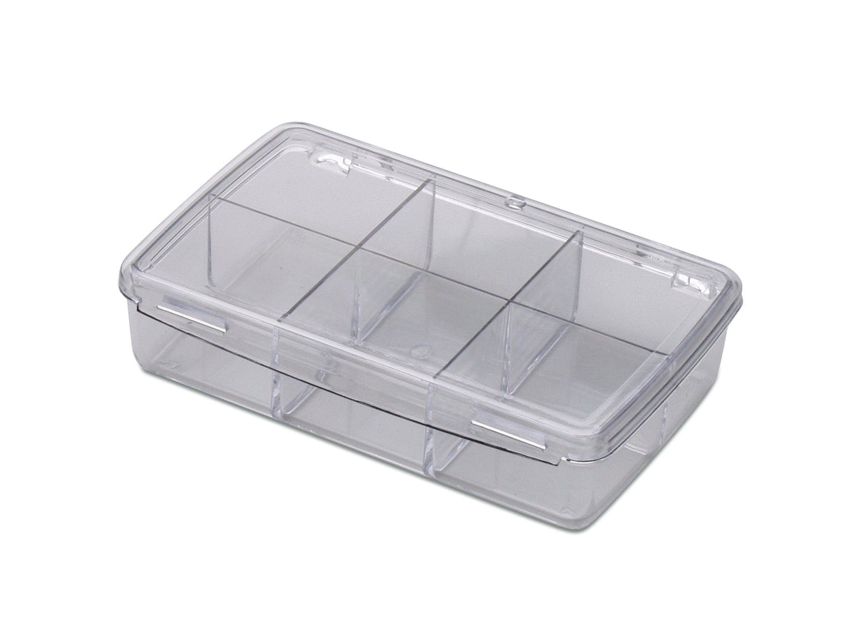 Clear 6 compartment organization box with lid for beads and small parts storage
