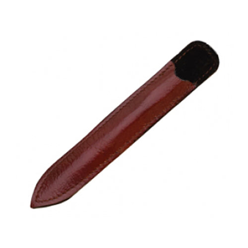 4-1/2 inch brown leather tweezer pouch with protective cushioned interior