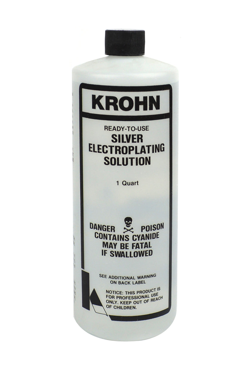 Krohn Silver Electroplating Solution 1 quart bottle cyanide-based for bright silver plating