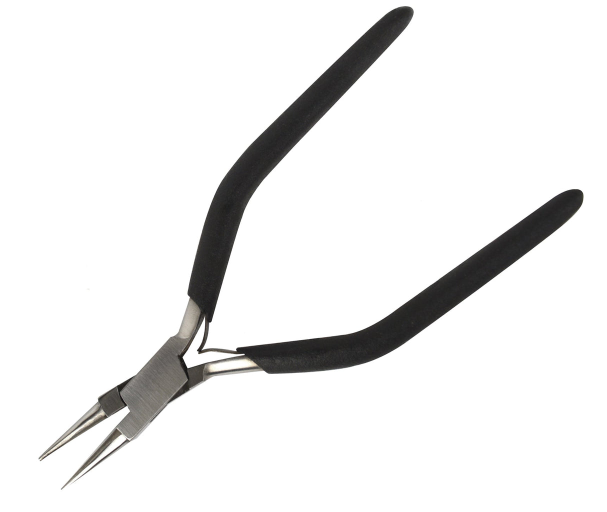 6-1/2 inch round nose pliers with black handles for precision jewelry making and delicate repairs
