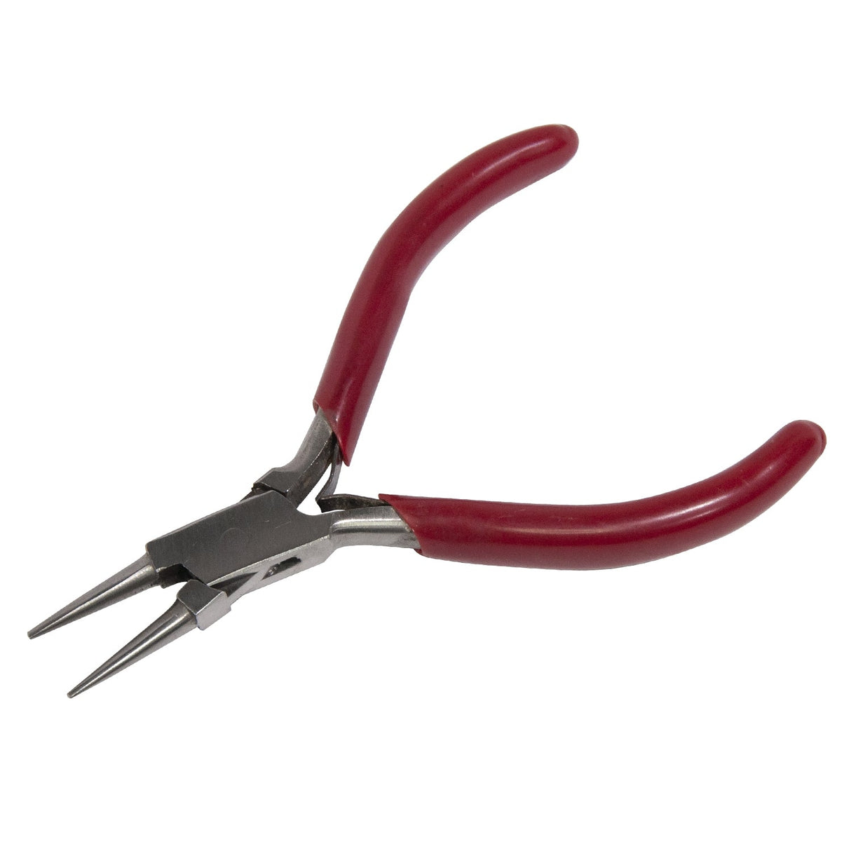 5 inch round nose pliers with V-spring and red PVC-coated handles for precise wire bending and crafting