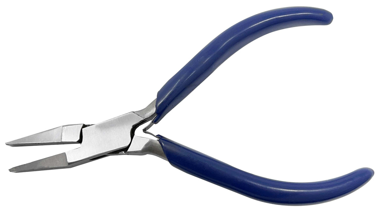 5" flat nose pliers with blue PVC-coated handles and smooth jaw for precision gripping