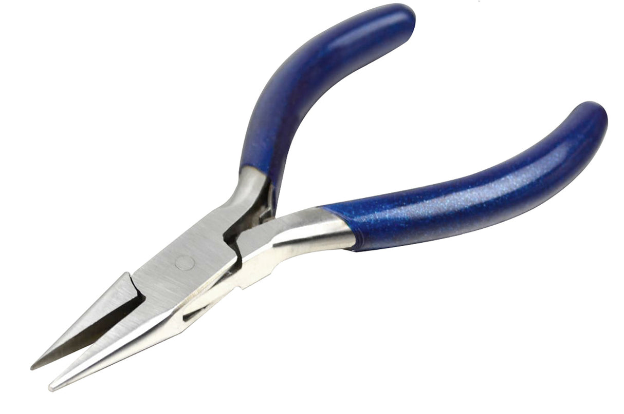 5" Chain Nose Pliers with blue PVC handles and V-Spring for precision jewelry work