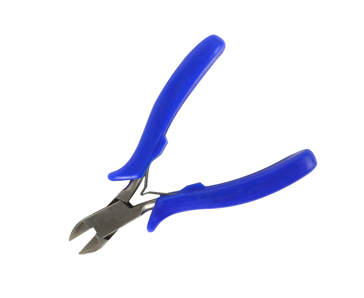 5" side cutter pliers with blue comfort grips and sharp hardened steel jaws for precise wire cutting