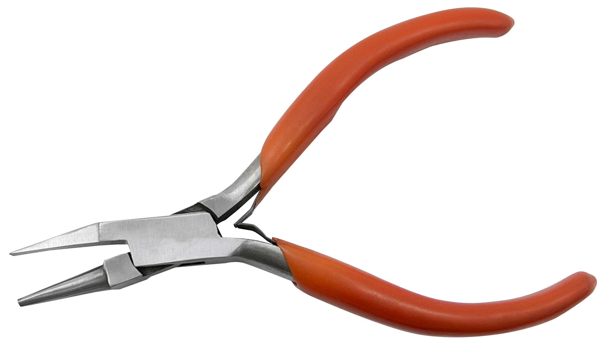 Flat and Round Nose Looping Pliers with orange handles for precise jewelry looping and wire bending
