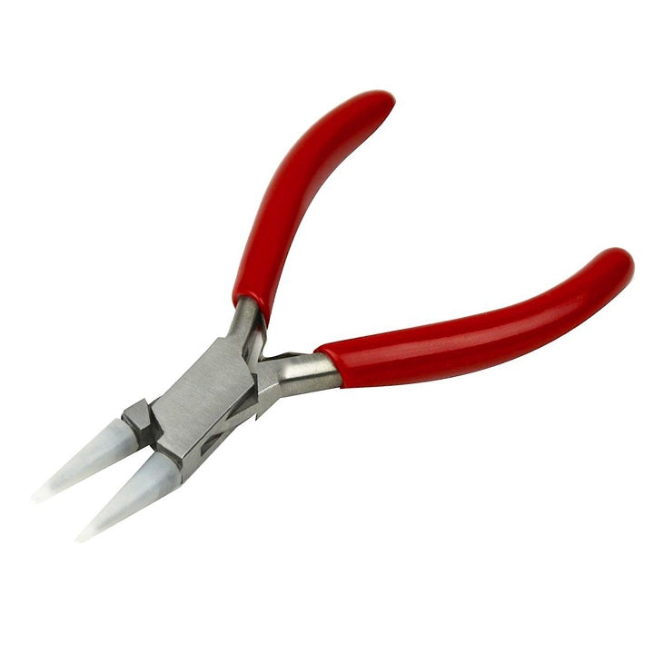 Round Nose Nylon Pliers with red PVC grips and removable nylon jaws for scratch-free delicate work