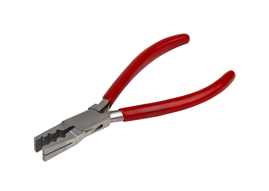 Tube Holding Cutting Pliers with three slots and red PVC handles for gripping and cutting tubes and wires