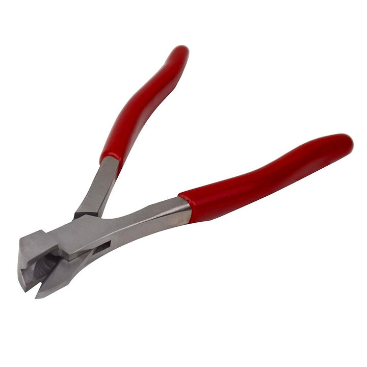 7" bending and bow closing pliers with red PVC-coated grips for precise jewelry and watch repair tasks
