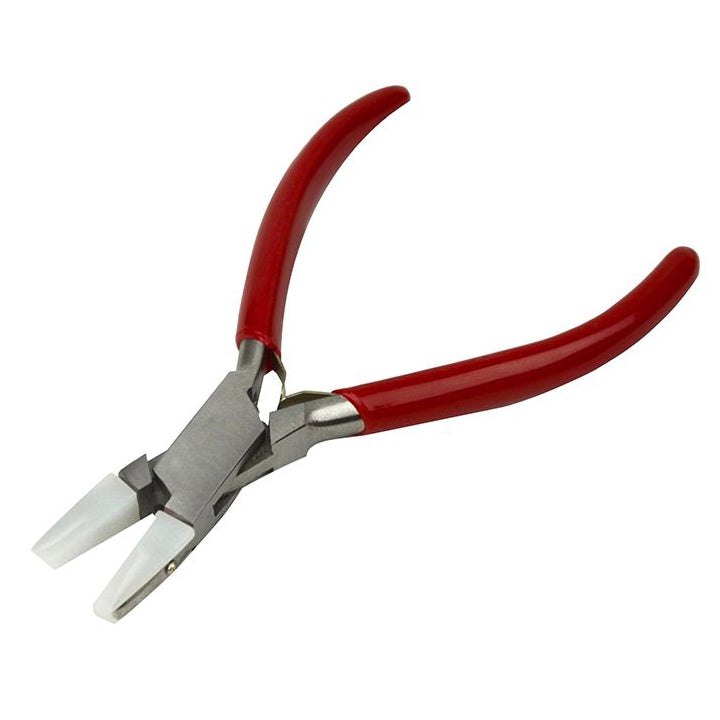 4-3/4" chain nose pliers with non-marring nylon jaws and red PVC-coated grips