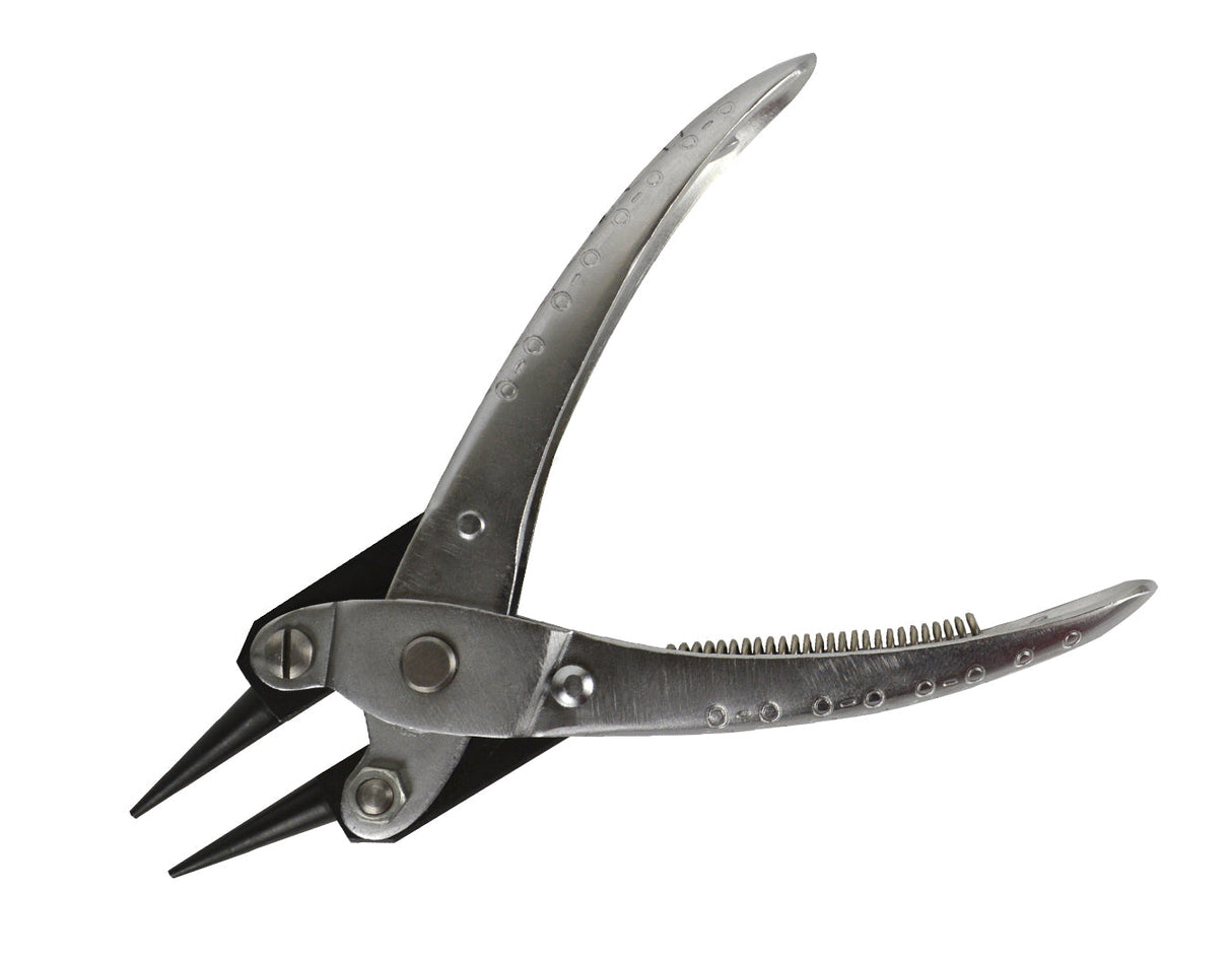 Parallel-Action Round-Nose forming pliers with dual round jaws and spring mechanism for precise jewelry shaping