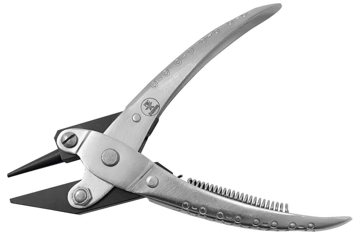 140mm round and flat nose parallel pliers with spring-loaded handles for precision jewelry making