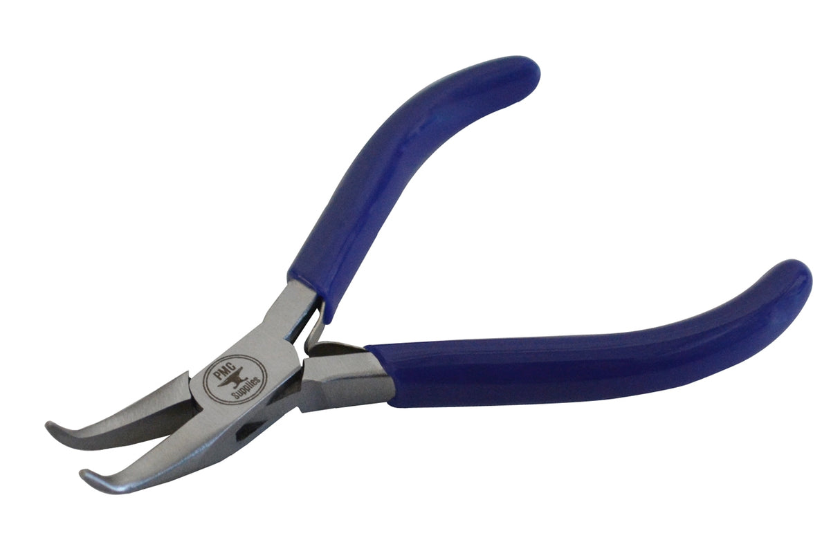 Slim 4-1/2" Bent Chain Nose Pliers - Blue by PMC Supplies