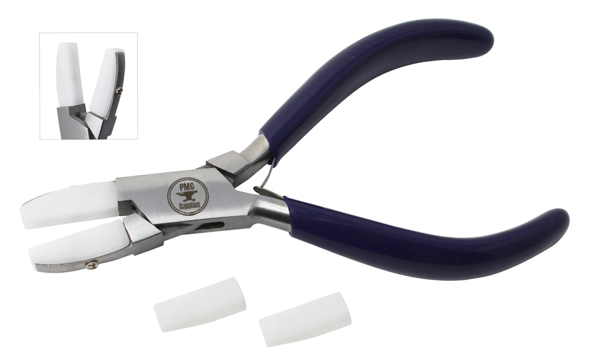 Wide Flat Nose Pliers with Extra 1cm Nylon Jaws by PMC Supplies