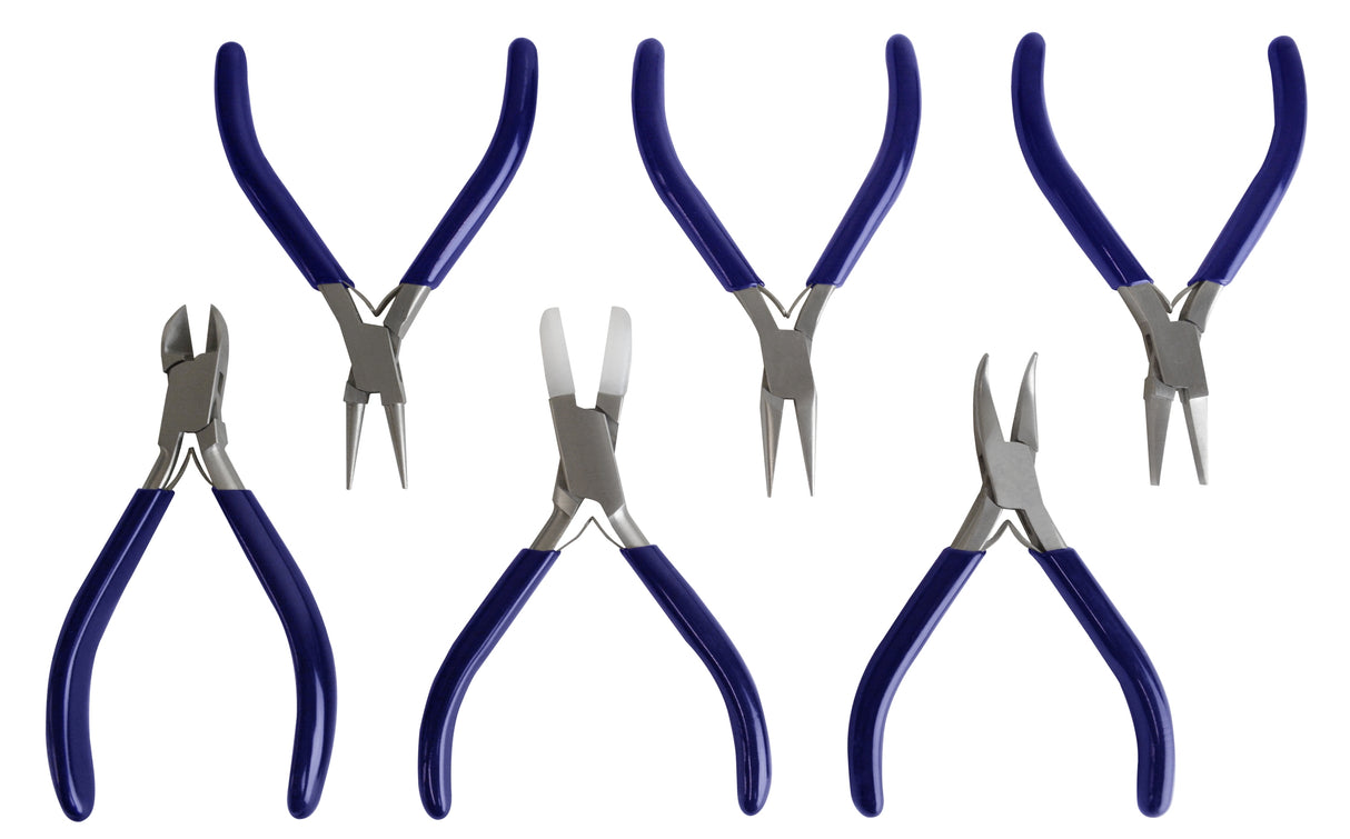 6-Piece Slim Pliers and Cutters Set with Blue PVC Grips by PMC Supplies