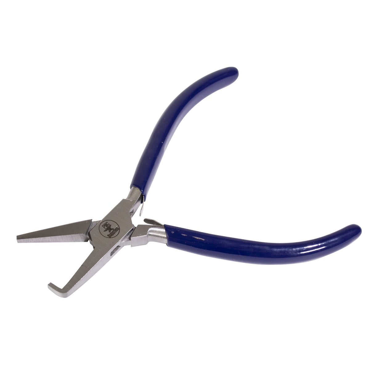 Prong-closing pliers with blue PVC grips for precise jewelry prong setting and stone protection