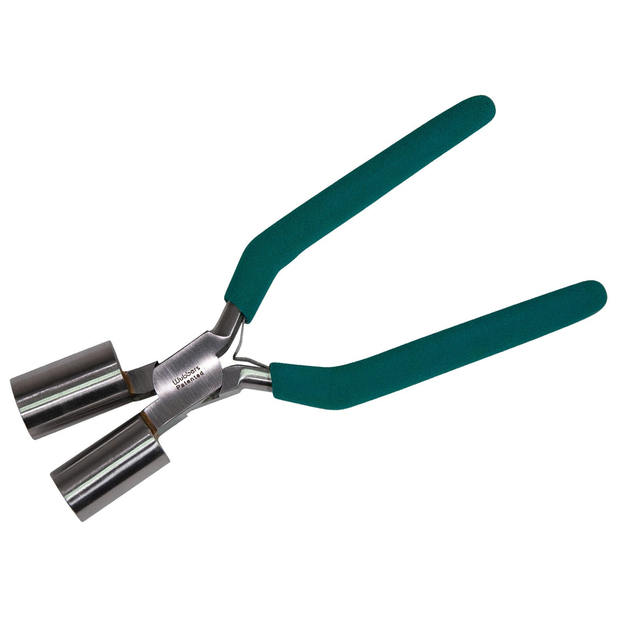Jumbo Round Bail Forming Mandrel Wubbers jewelry tool with dual 18 mm and 21 mm rounded jaws and green handles for wire wrapping and bail shaping