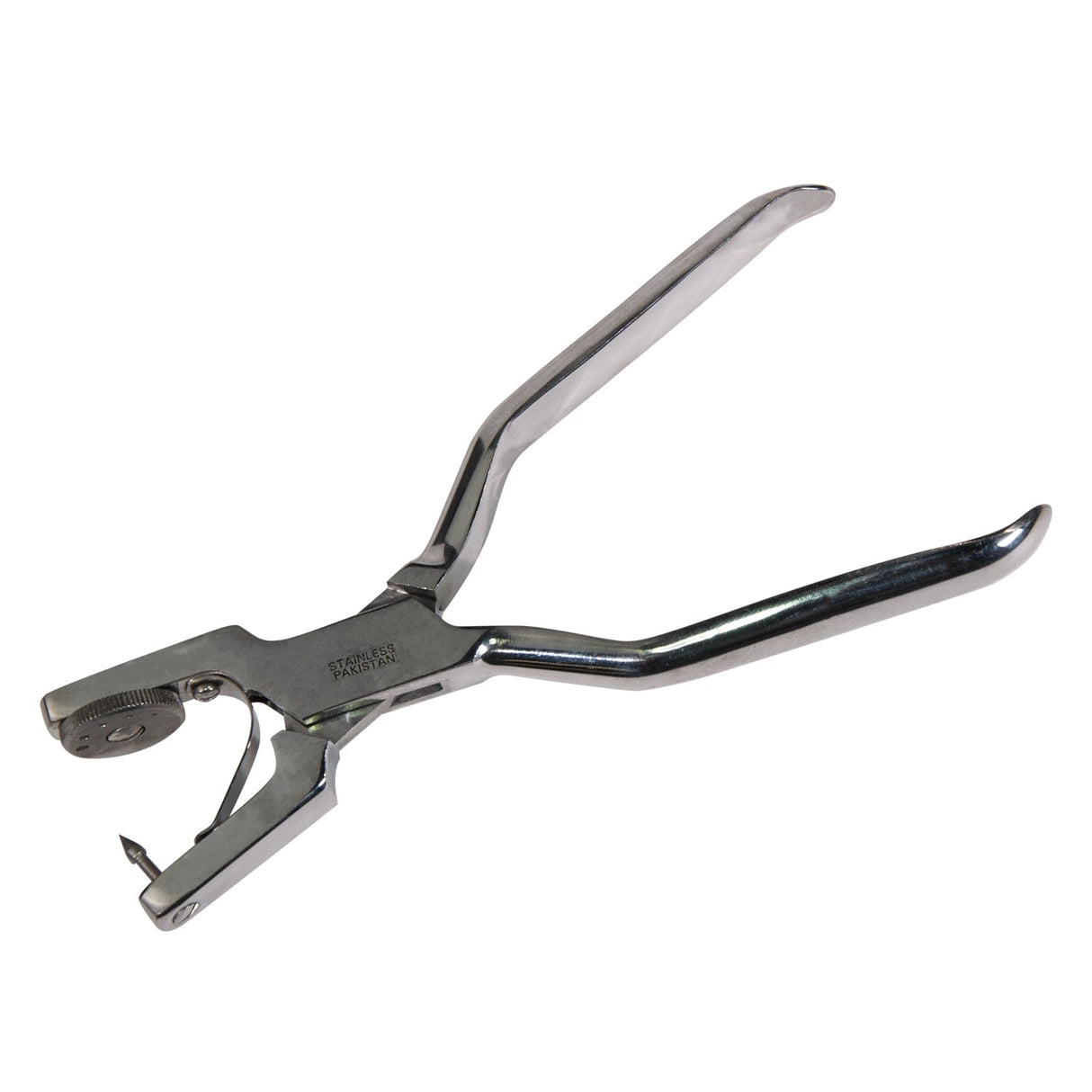 6-1/4" stainless steel multiple hole punching pliers with adjustable 0.8-2.0 mm holes for leather and fabric crafting