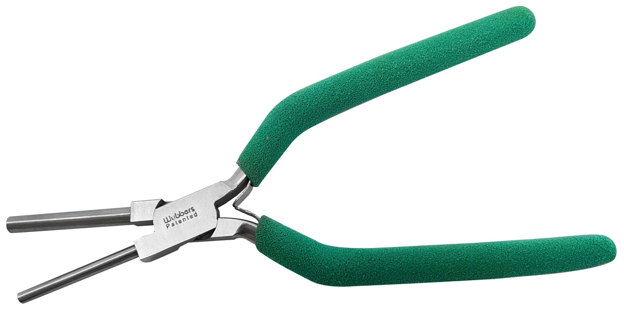 6-3/4 inch Medium Oval Mandrel Wubbers jewelry shaping pliers with green handles and dual oval jaws